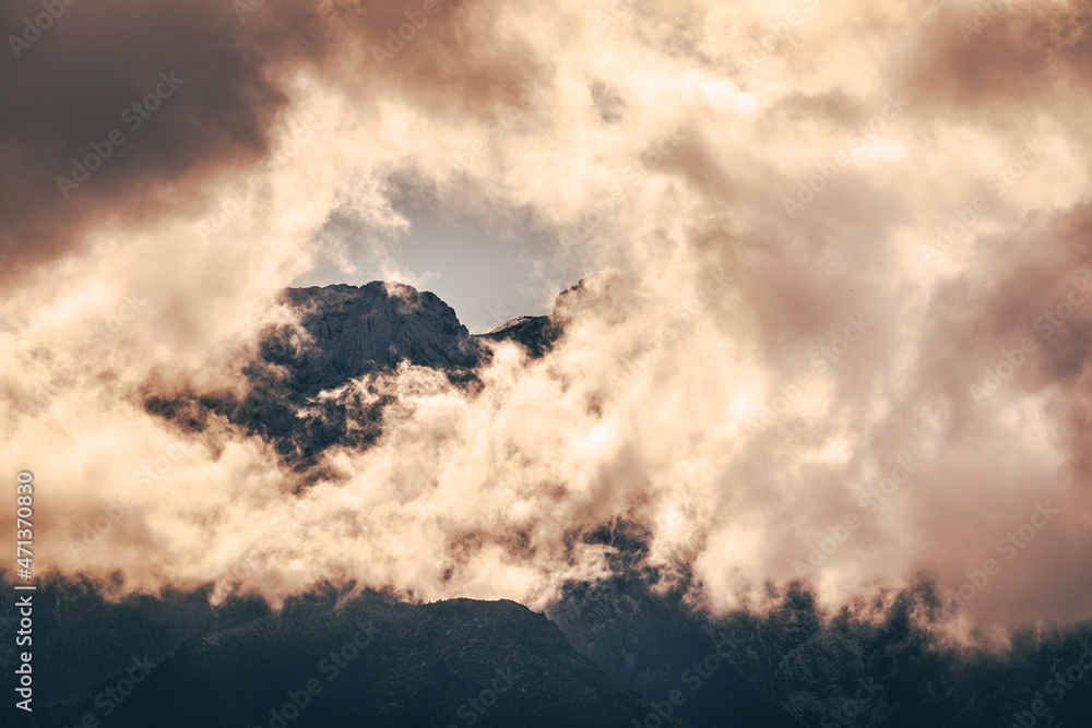 Tatra Mountains in Poland, View in Cloudy Weather, November.