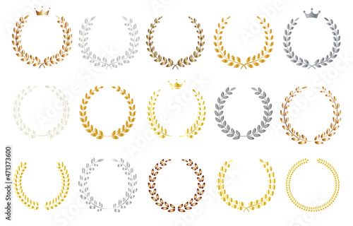 金銀銅の月桂冠イラストセット
