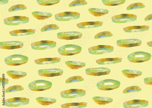スライスされたキウイフルーツの自由でかわいいパターン(Free and cute pattern of sliced ​​kiwifruit.)