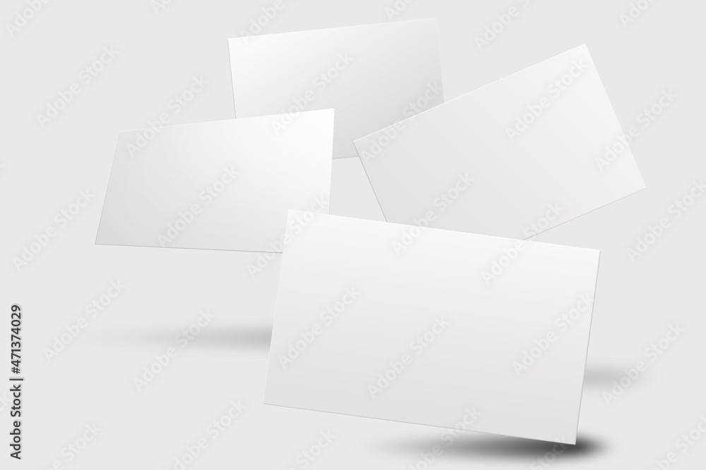 Blank business card mockup vector in white tone with front and rear view - obrazy, fototapety, plakaty 