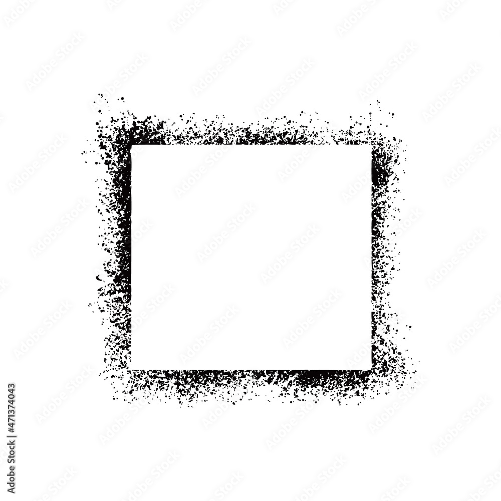 Stencil spray paint square frame. Grunge graffiti style black frame