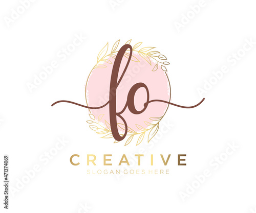 Initial FO feminine logo. Usable for Nature, Salon, Spa, Cosmetic and Beauty Logos. Flat Vector Logo Design Template Element.