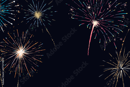Colorful fireworks background vector in celebration theme