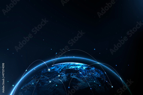 Global networking technology background vector digital communication