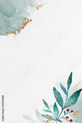 Shimmering watercolor leafy frame vector