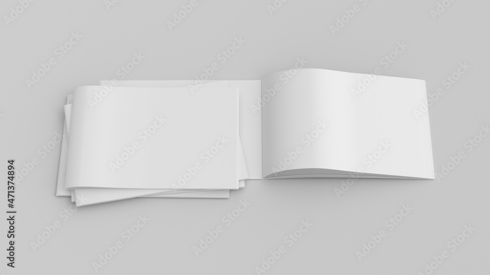 Horizontal brochure or booklet mock up on white background. Horizontal brochure or booklet mock up on white background.