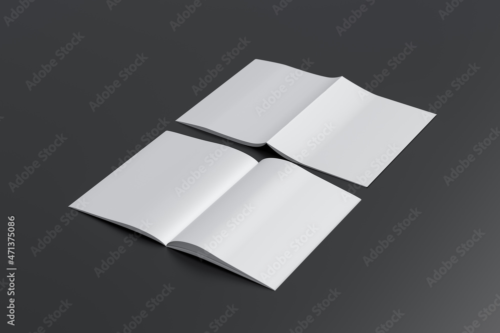 Vertical brochure or booklet mock up on black background. Vertical brochure or booklet mock up on black background.