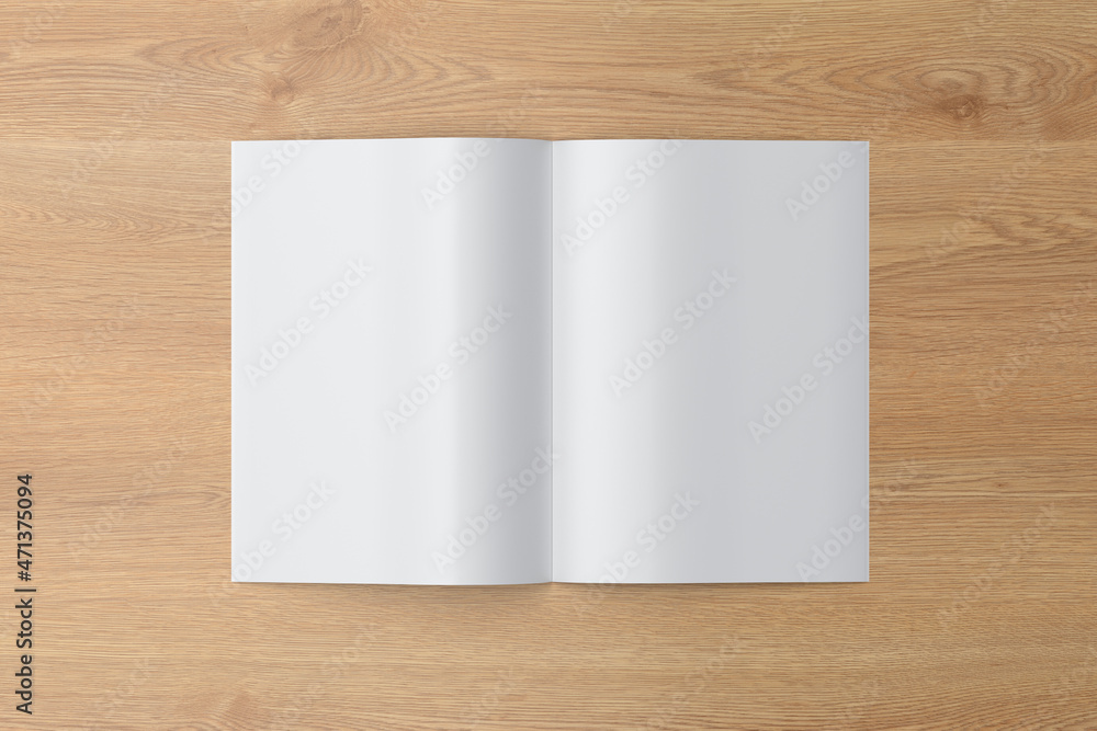 Vertical brochure or booklet mock up on wooden background. Vertical brochure or booklet mock up on wooden background.