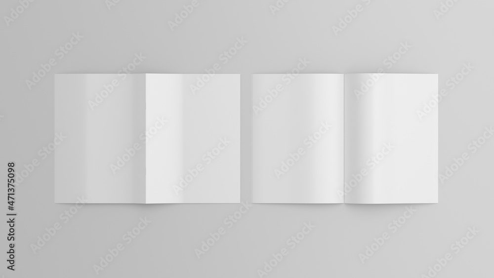Vertical brochure or booklet mock up on white background.