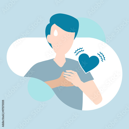 Man showing symptoms of heart disease vector