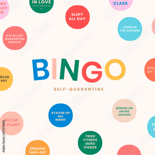 Self quarantine social media story bingo challenge vector