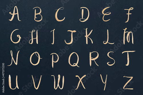 Alphabet set vector cursive capital calligraphy font