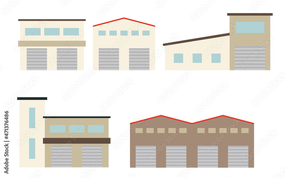 Vector illustration of a warehouse with shutters.