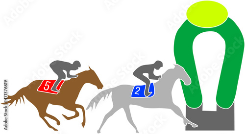 ゴールする競馬のイラスト