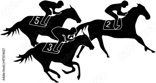 競争する競馬のシルエット
