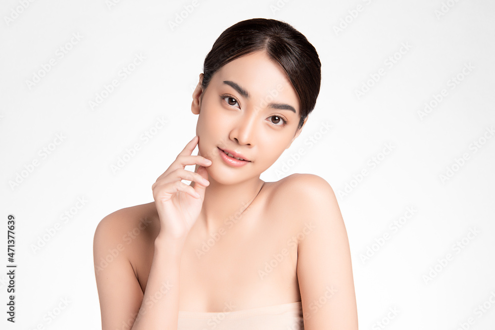Beautiful young asian woman with clean fresh skin on white background, Face care, Facial treatment, Cosmetology, beauty and spa, Asian women portrait. Beautiful young asian woman with clean fresh skin on white background, Face care, Facial treatment, Cosmetology, beauty and spa, Asian women portrait.