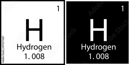 Hydrogen symbol. Mendeleev table. Periodic element icon. Modern design. Flat symbol. Vector illustration. Stock image.