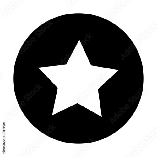 Star icon in circle. Business background. Round button. Social media sign. App element. Vector illustration. Stock image.