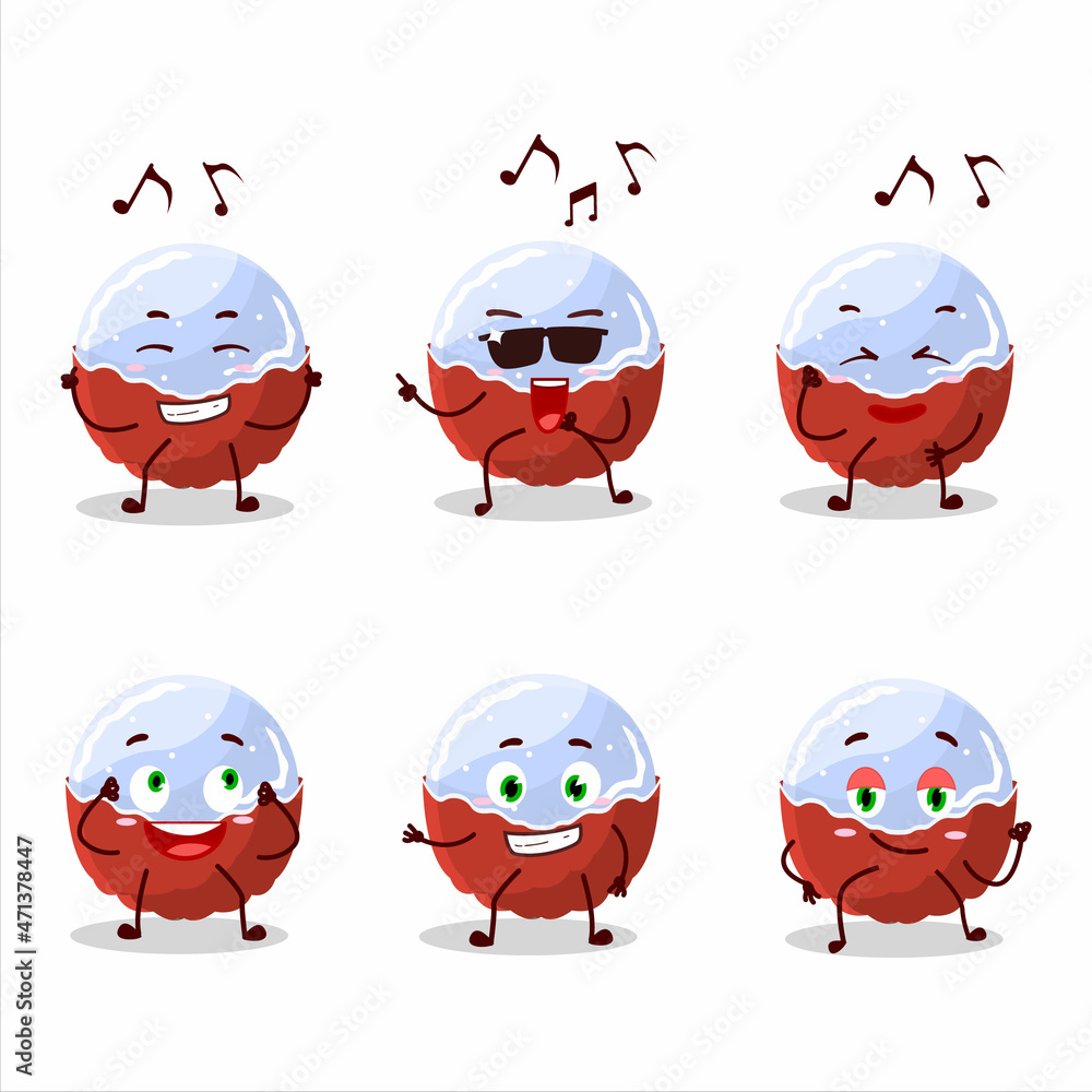 Fototapeta premium An image of brigadiero red candy dancer cartoon character enjoying the music
