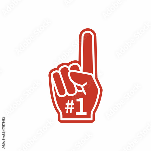 number 1 fan hand glove vector icon