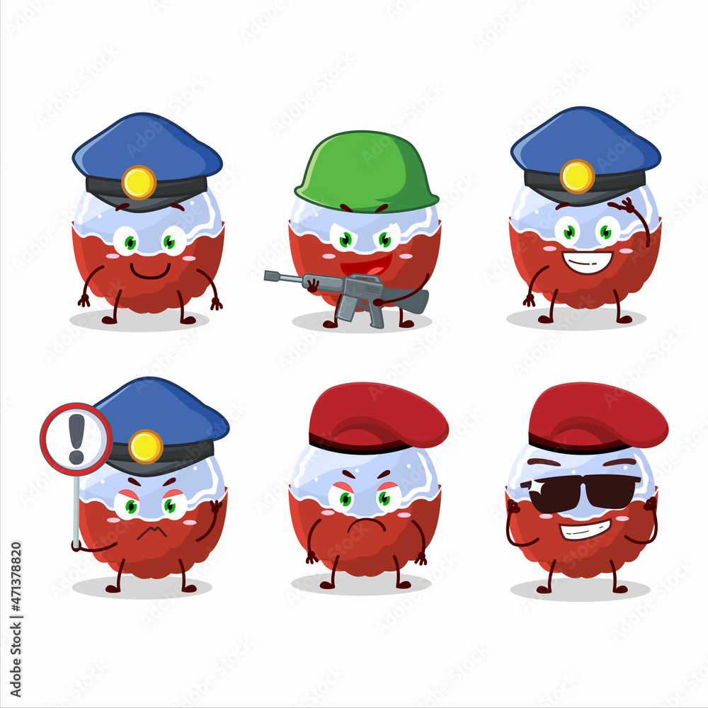 A dedicated Police officer of brigadiero red candy mascot design style A dedicated Police officer of brigadiero red candy mascot design style