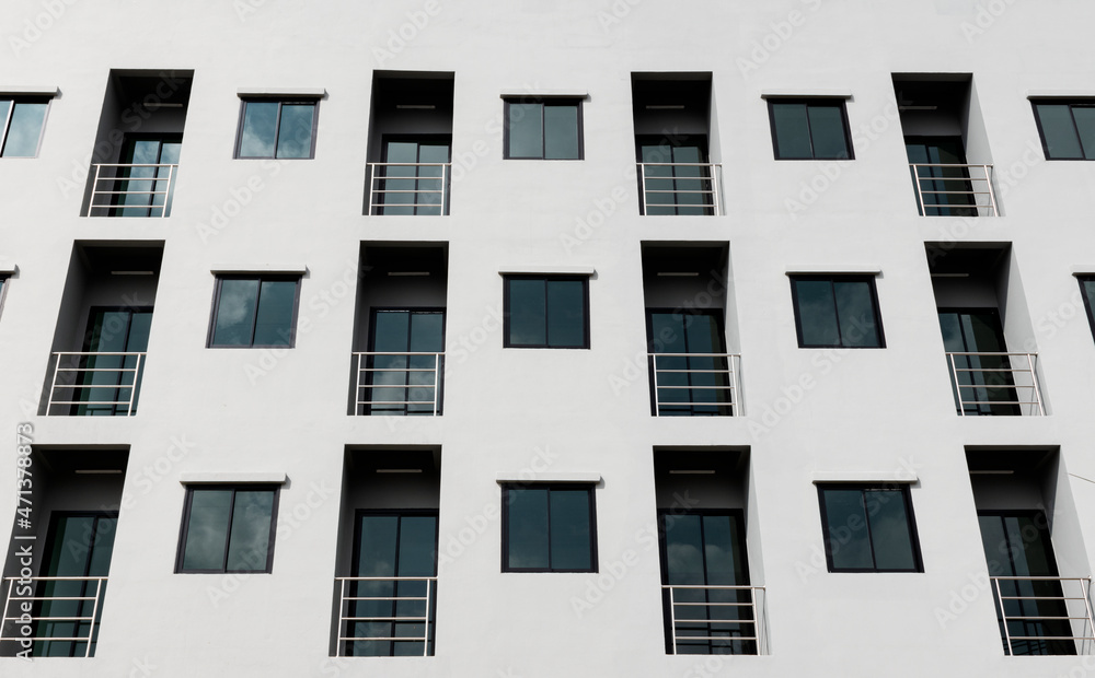 Rows of windows on modern apartment building