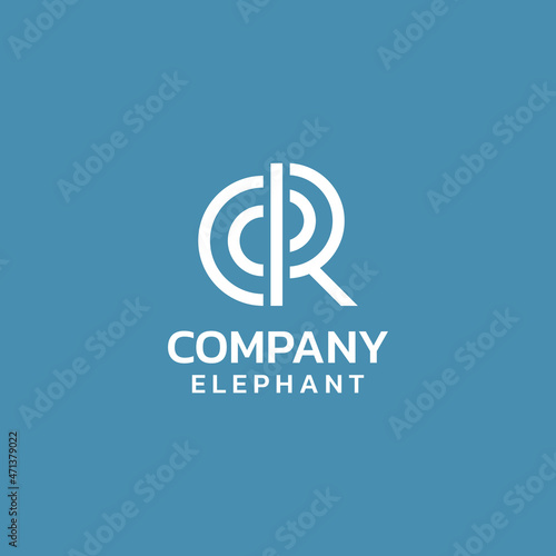 CR initials monogram logo. elephant logo vector design.