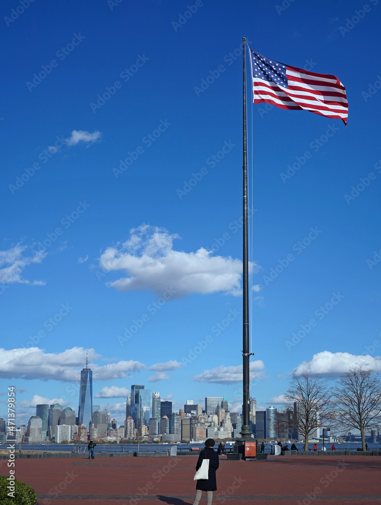 View of Manhattan skyline from Liberty Island