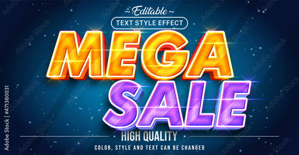 Editable text style effect - Mega Sale text style theme.