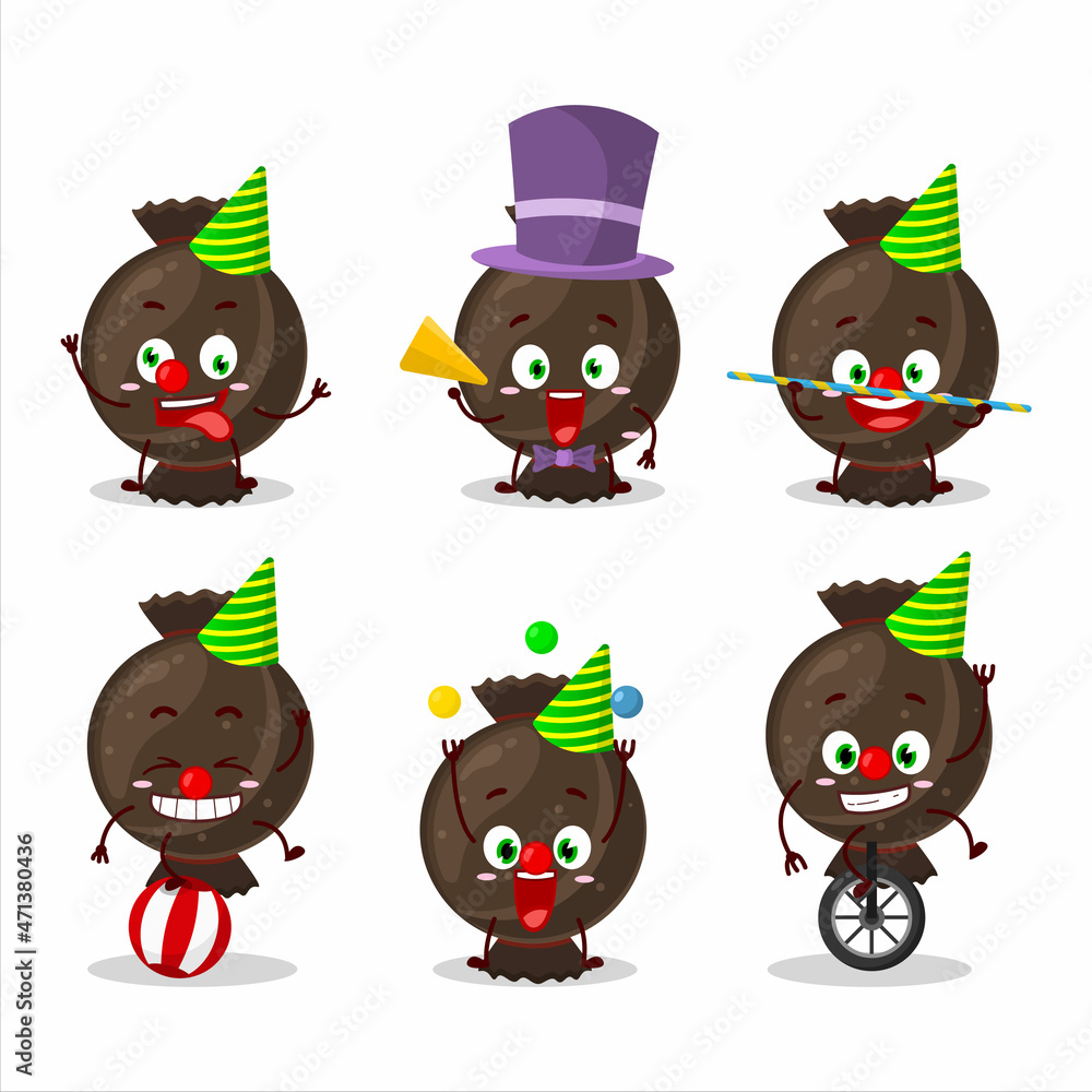 Cartoon character of chocolate candy wrap with various circus shows Cartoon character of chocolate candy wrap with various circus shows