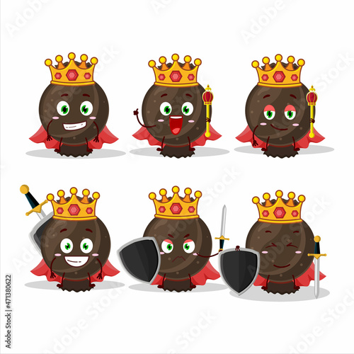 A Charismatic King chocolate candy wrap cartoon character wearing a gold crown