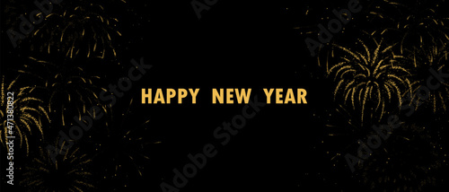 sparkling golden fireworks with realistic look on black abstract background festive lights vector illustration for christmas or new year greeting card
