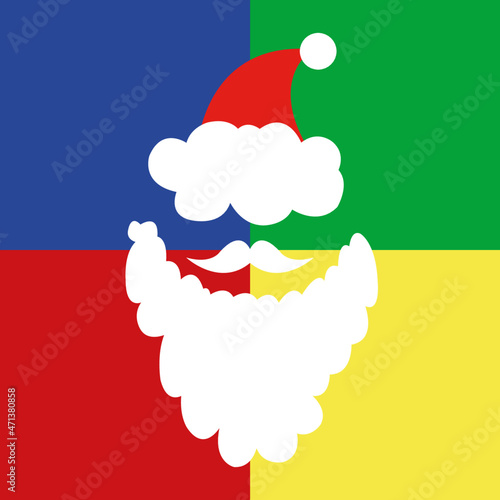 Santa Claus con cuatro colores, Papa Noel ilustración con colores primarios.