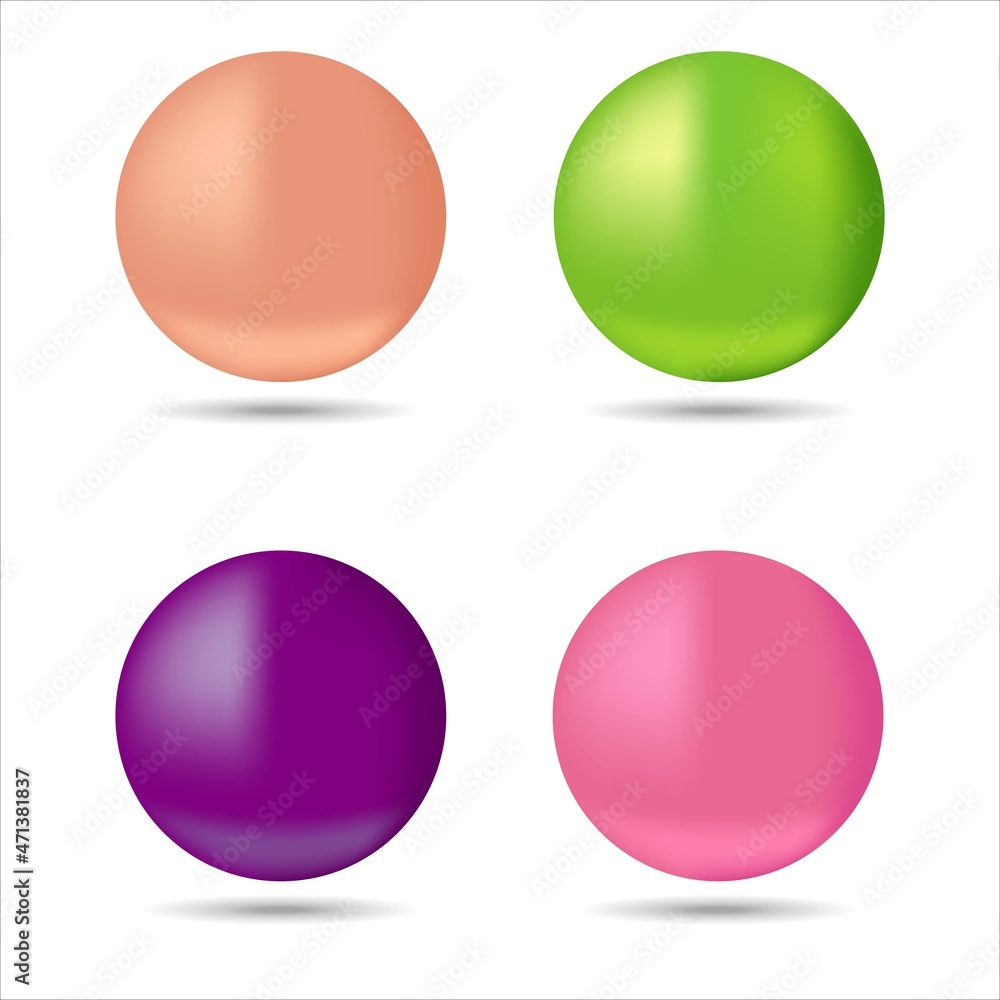 Set of multicolored spheres with shadows on white background Set of multicolored spheres with shadows on white background