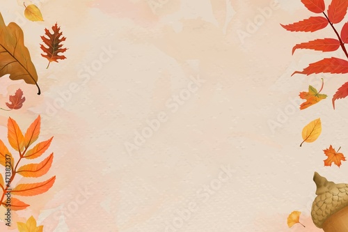 Fall leaves beige background vector