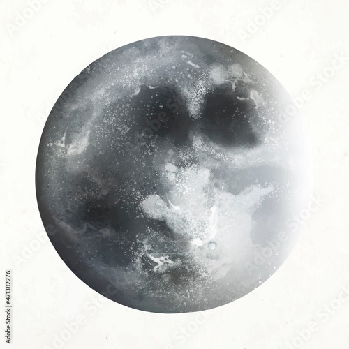 Realistic moon element vector in white background