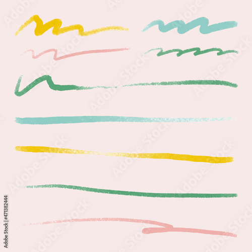 Colorful brush stroke element vector set