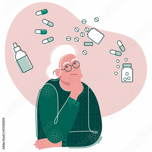 elderly woman chooses medications