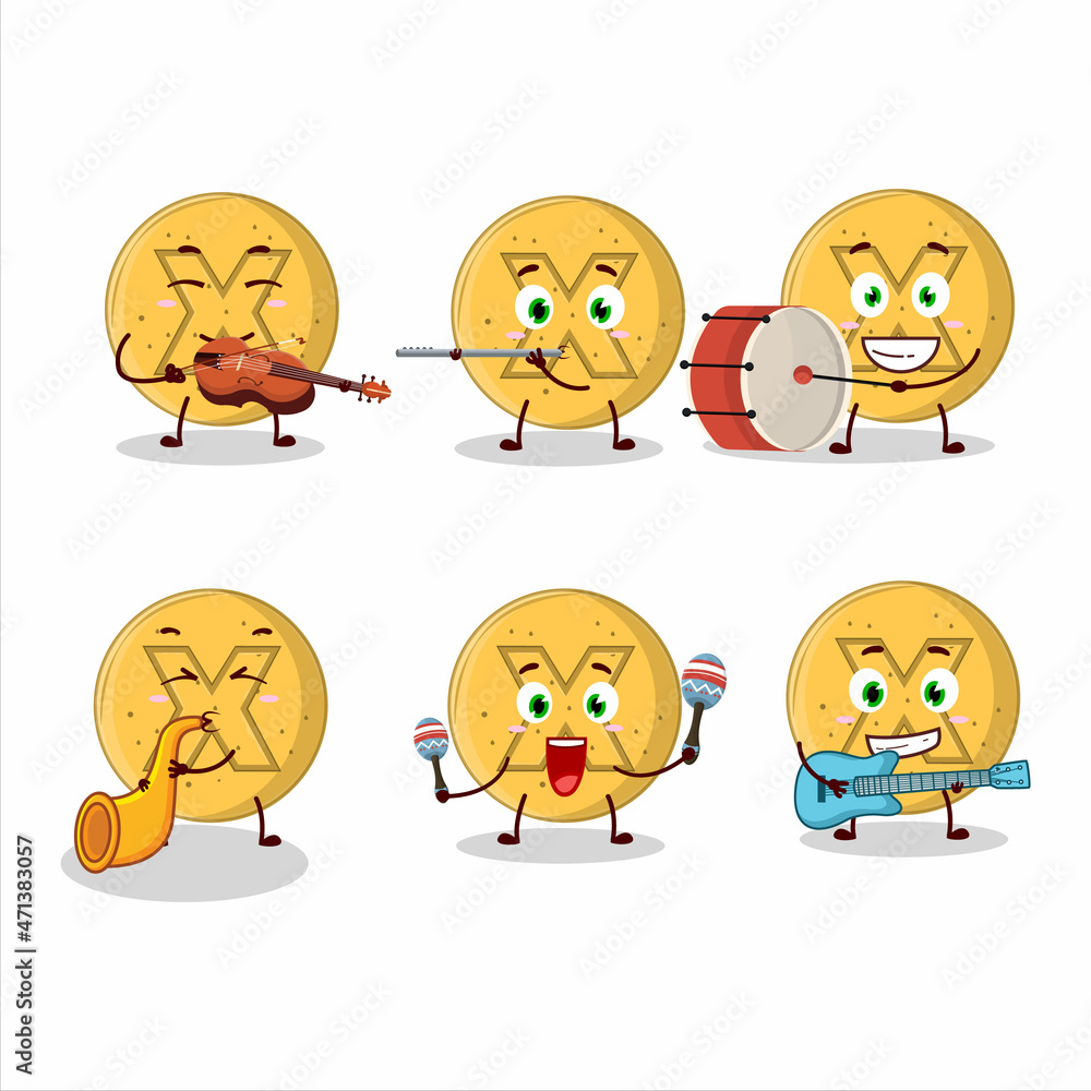Cartoon character of dalgona candy disagree playing some musical instruments Cartoon character of dalgona candy disagree playing some musical instruments
