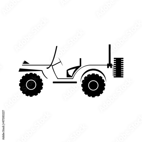 vector simple black and minimalist jeep car