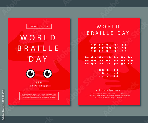 World braille day poster design template.