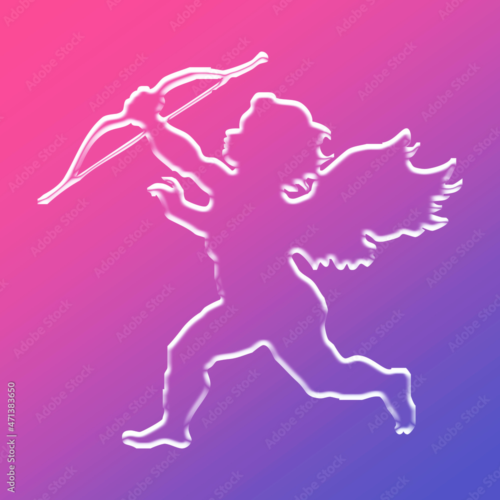 cupid design glowing with pink and blue background