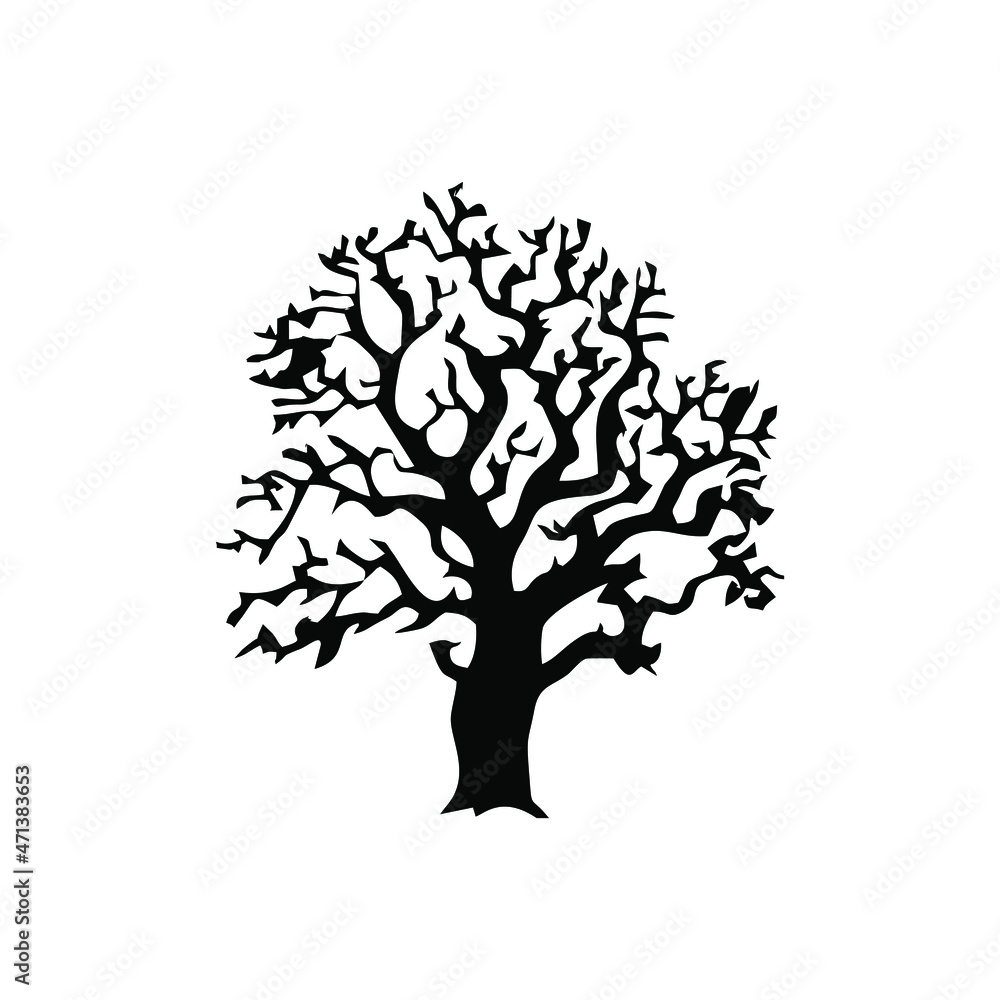 tree silhouette isolated on white