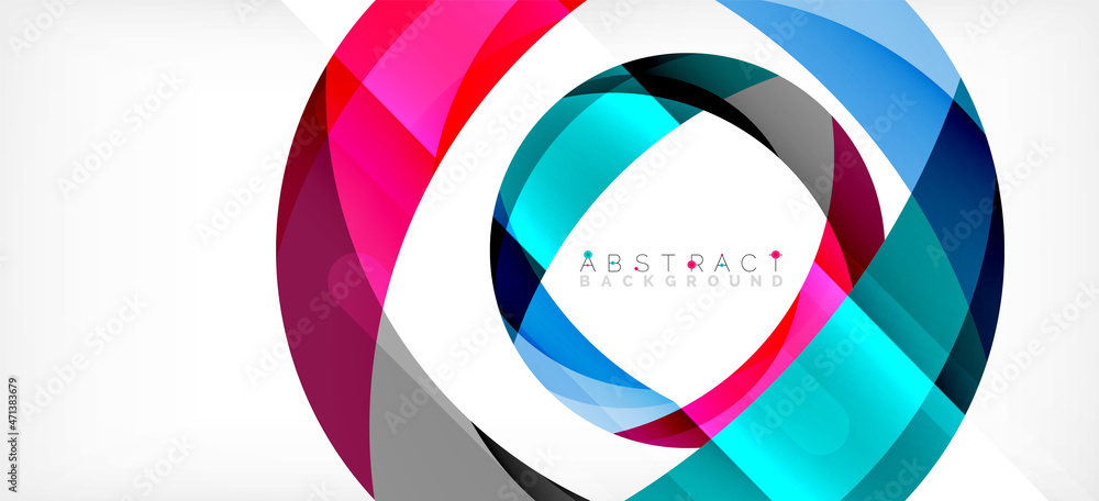 Geometric abstract background. Circle created with overlapping color shapes. Vector Illustration For Wallpaper, Banner, Background, Landing Page Geometric abstract background. Circle created with overlapping color shapes. Vector Illustration For Wallpaper, Banner, Background, Landing Page