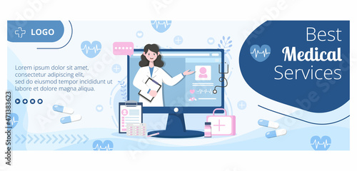 Medical Healthcare Flat Design Illustration Cover Editable of Square Background Suitable for Social media, Feed, Card, Greetings, Print and Web Internet Ads Template