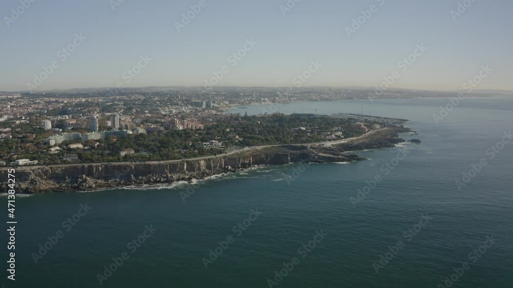 aerial moving around about bay of Cascais aerial moving around about bay of Cascais