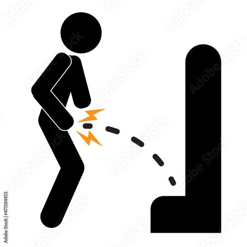 Urine pain icon on white background. bladder ache sign. flat style.