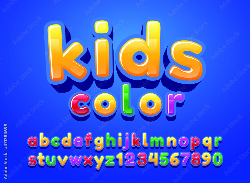 funny 3d colorful kids color text effect
