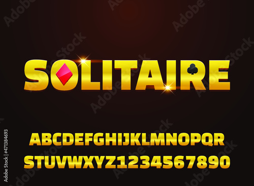 golden solitaire with diamond and club text effect