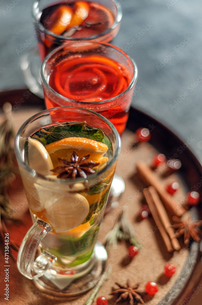 cup of
mulled wine and tea with cinnamon and mint cup of
mulled wine and tea with cinnamon and mint